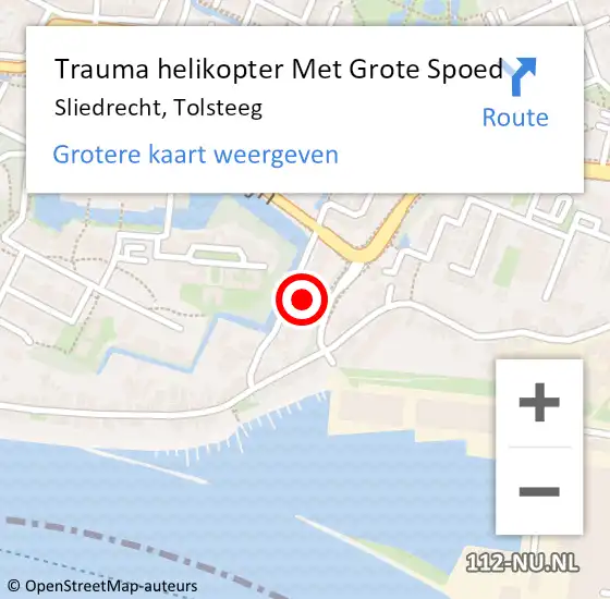 Locatie op kaart van de 112 melding: Trauma helikopter Met Grote Spoed Naar Sliedrecht, Tolsteeg op 27 maart 2023 11:12