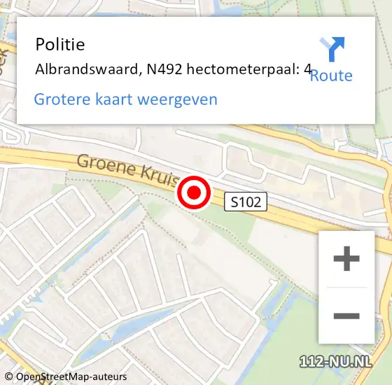 Locatie op kaart van de 112 melding: Politie Albrandswaard, N492 hectometerpaal: 4 op 27 maart 2023 11:25