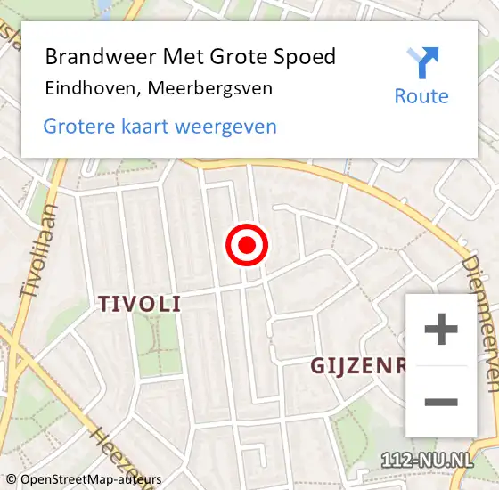 Locatie op kaart van de 112 melding: Brandweer Met Grote Spoed Naar Eindhoven, Meerbergsven op 27 maart 2023 11:27