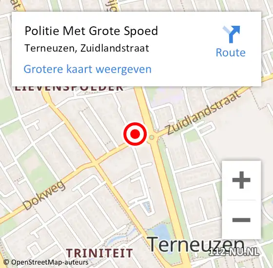 Locatie op kaart van de 112 melding: Politie Met Grote Spoed Naar Terneuzen, Zuidlandstraat op 27 maart 2023 14:04