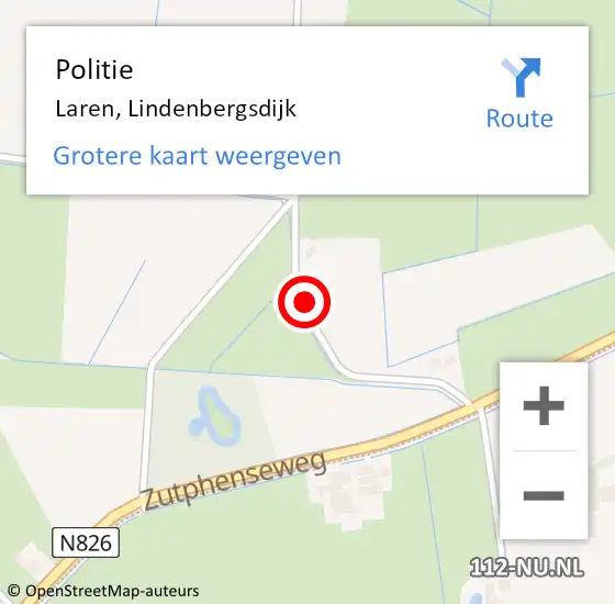 Locatie op kaart van de 112 melding: Politie Laren, Lindenbergsdijk op 27 maart 2023 14:11