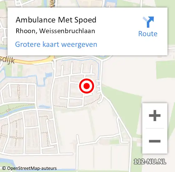 Locatie op kaart van de 112 melding: Ambulance Met Spoed Naar Rhoon, Weissenbruchlaan op 27 maart 2023 14:21