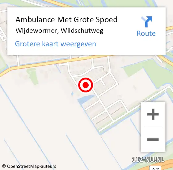 Locatie op kaart van de 112 melding: Ambulance Met Grote Spoed Naar Wijdewormer, Wildschutweg op 27 maart 2023 14:23