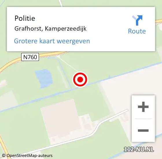 Locatie op kaart van de 112 melding: Politie Grafhorst, Kamperzeedijk op 27 maart 2023 14:34