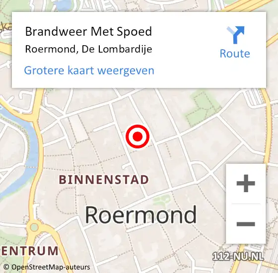 Locatie op kaart van de 112 melding: Brandweer Met Spoed Naar Roermond, De Lombardije op 27 maart 2023 14:37