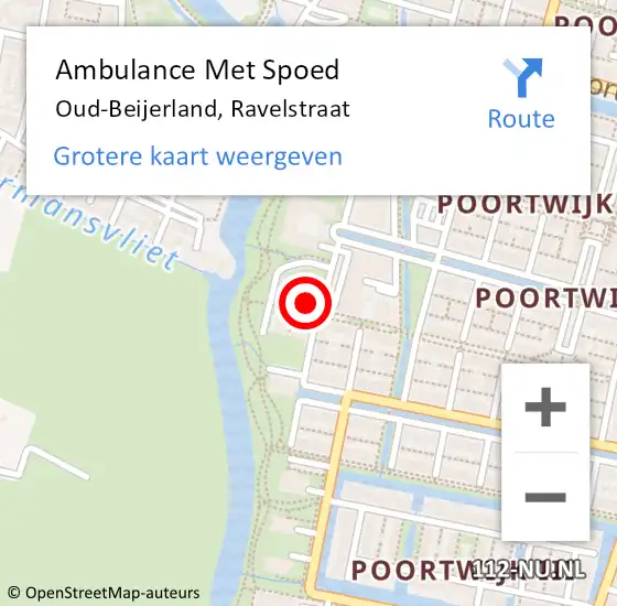 Locatie op kaart van de 112 melding: Ambulance Met Spoed Naar Oud-Beijerland, Ravelstraat op 27 maart 2023 14:45