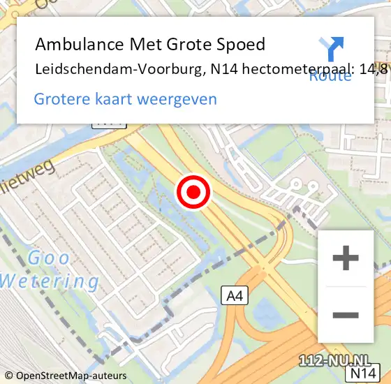 Locatie op kaart van de 112 melding: Ambulance Met Grote Spoed Naar Leidschendam-Voorburg, N14 hectometerpaal: 14,8 op 27 maart 2023 14:47