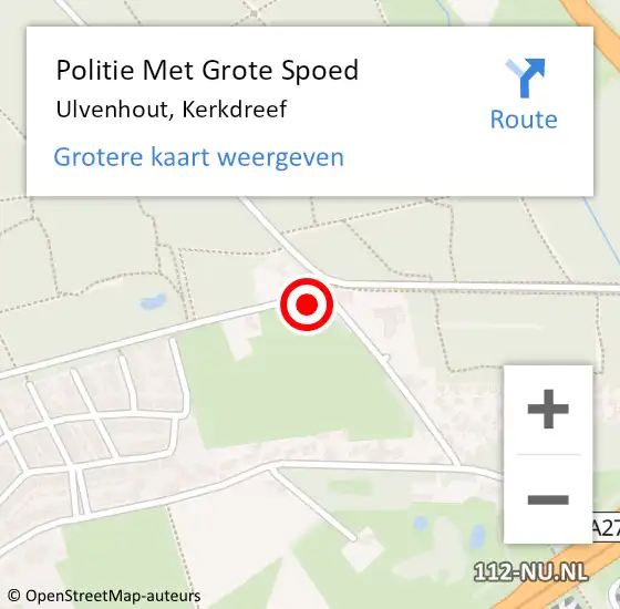 Locatie op kaart van de 112 melding: Politie Met Grote Spoed Naar Ulvenhout, Kerkdreef op 27 maart 2023 14:48