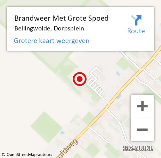 Locatie op kaart van de 112 melding: Brandweer Met Grote Spoed Naar Bellingwolde, Dorpsplein op 27 maart 2023 15:20