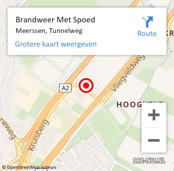 Locatie op kaart van de 112 melding: Brandweer Met Spoed Naar Meerssen, Tunnelweg op 27 maart 2023 16:15