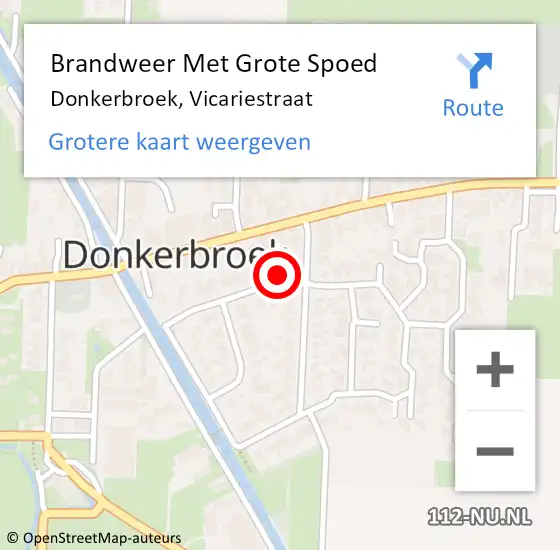 Locatie op kaart van de 112 melding: Brandweer Met Grote Spoed Naar Donkerbroek, Vicariestraat op 27 maart 2023 16:18