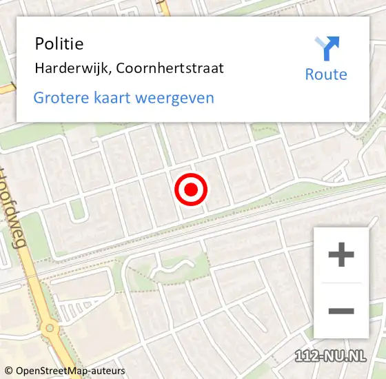 Locatie op kaart van de 112 melding: Politie Harderwijk, Coornhertstraat op 27 maart 2023 16:21