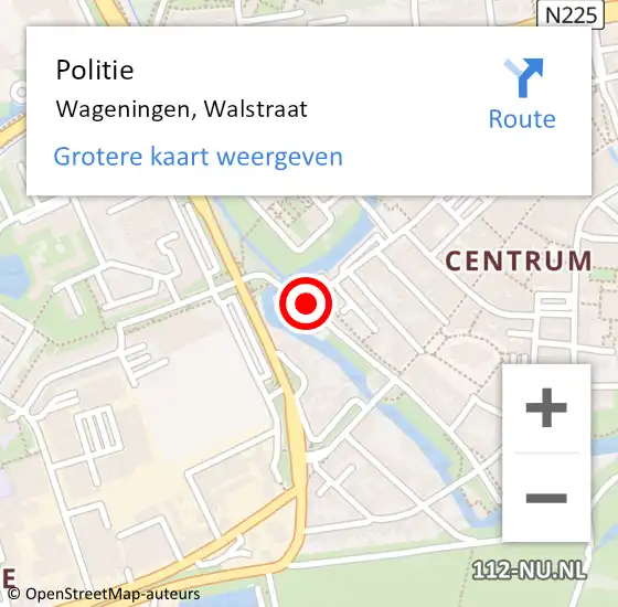 Locatie op kaart van de 112 melding: Politie Wageningen, Walstraat op 20 augustus 2014 11:43