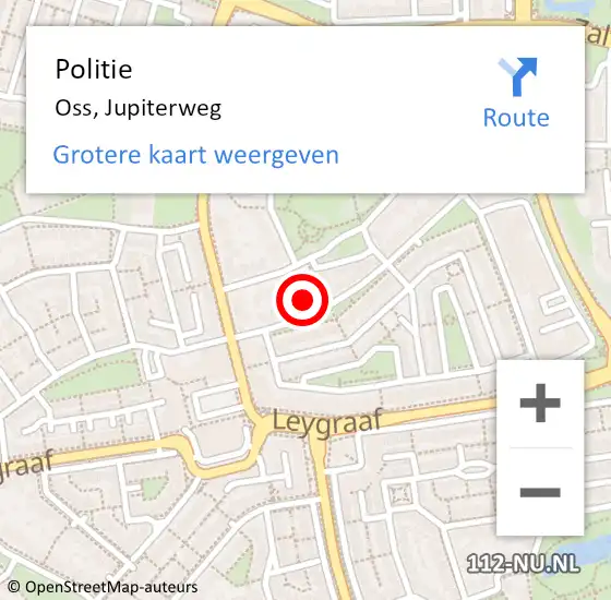 Locatie op kaart van de 112 melding: Politie Oss, Jupiterweg op 27 maart 2023 16:35