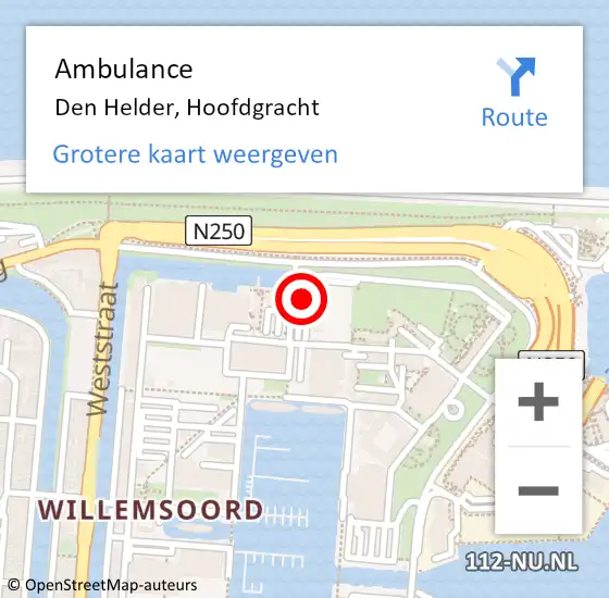 Locatie op kaart van de 112 melding: Ambulance Den Helder, Hoofdgracht op 27 maart 2023 16:35