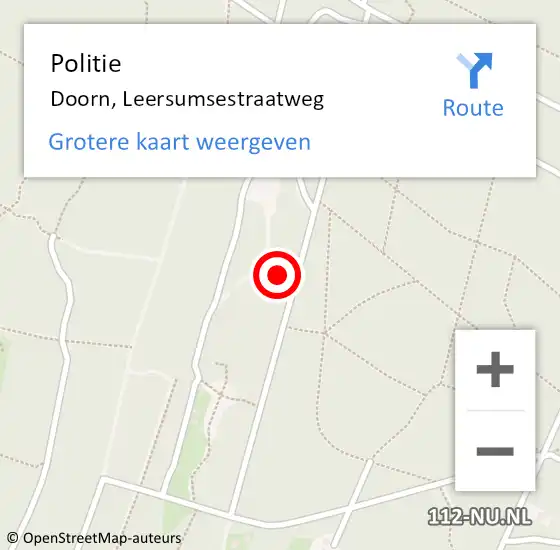 Locatie op kaart van de 112 melding: Politie Doorn, Leersumsestraatweg op 27 maart 2023 16:36