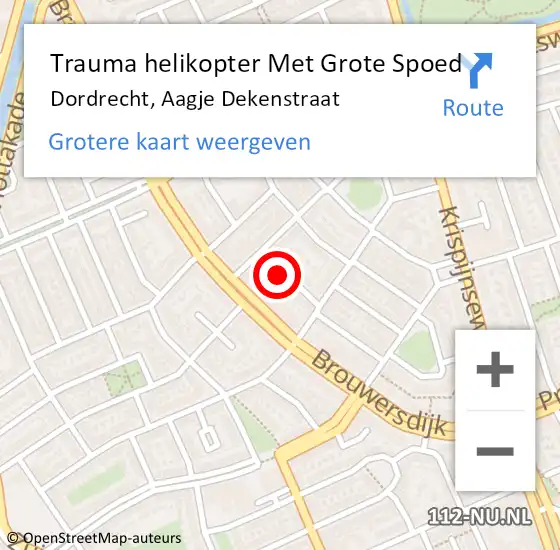 Locatie op kaart van de 112 melding: Trauma helikopter Met Grote Spoed Naar Dordrecht, Aagje Dekenstraat op 27 maart 2023 16:50