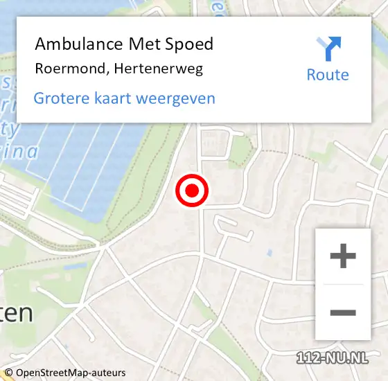 Locatie op kaart van de 112 melding: Ambulance Met Spoed Naar Roermond, Hertenerweg op 27 maart 2023 16:55