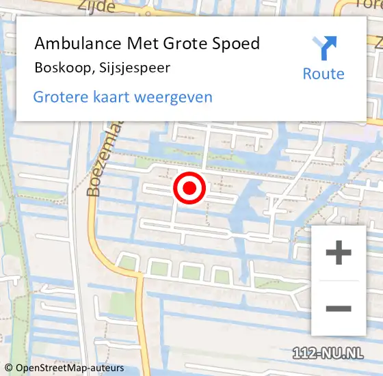 Locatie op kaart van de 112 melding: Ambulance Met Grote Spoed Naar Boskoop, Sijsjespeer op 27 maart 2023 17:00