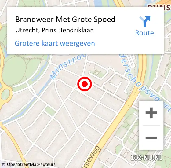 Locatie op kaart van de 112 melding: Brandweer Met Grote Spoed Naar Utrecht, Prins Hendriklaan op 27 maart 2023 17:06