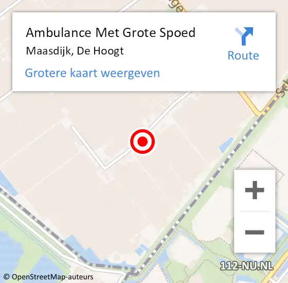 Locatie op kaart van de 112 melding: Ambulance Met Grote Spoed Naar Maasdijk, De Hoogt op 27 maart 2023 17:12