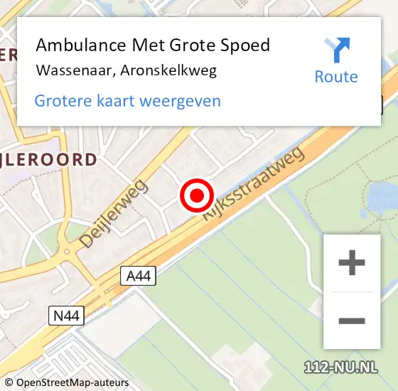 Locatie op kaart van de 112 melding: Ambulance Met Grote Spoed Naar Wassenaar, Aronskelkweg op 27 maart 2023 17:16