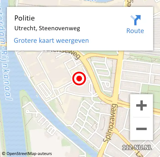 Locatie op kaart van de 112 melding: Politie Utrecht, Steenovenweg op 27 maart 2023 17:27