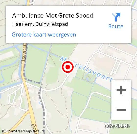 Locatie op kaart van de 112 melding: Ambulance Met Grote Spoed Naar Haarlem, Duinvlietspad op 27 maart 2023 17:28