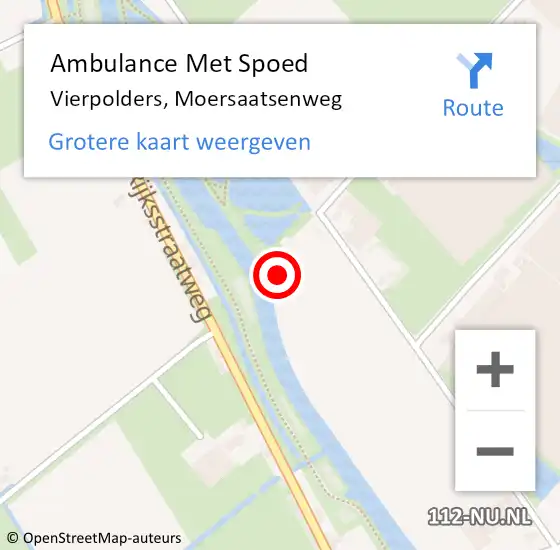 Locatie op kaart van de 112 melding: Ambulance Met Spoed Naar Vierpolders, Moersaatsenweg op 27 maart 2023 17:29