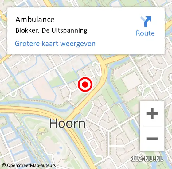 Locatie op kaart van de 112 melding: Ambulance Blokker, De Uitspanning op 27 maart 2023 17:31