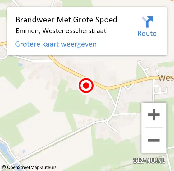 Locatie op kaart van de 112 melding: Brandweer Met Grote Spoed Naar Emmen, Westenesscherstraat op 27 maart 2023 17:48