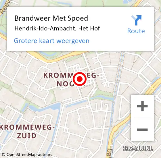 Locatie op kaart van de 112 melding: Brandweer Met Spoed Naar Hendrik-Ido-Ambacht, Het Hof op 27 maart 2023 17:51