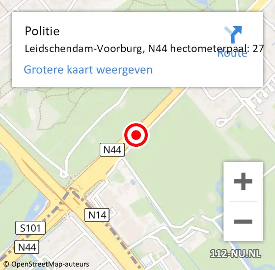 Locatie op kaart van de 112 melding: Politie Leidschendam-Voorburg, N44 hectometerpaal: 27 op 27 maart 2023 18:44