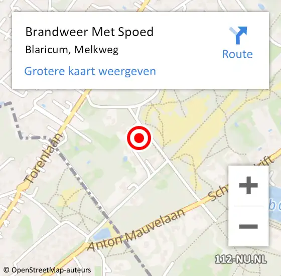 Locatie op kaart van de 112 melding: Brandweer Met Spoed Naar Blaricum, Melkweg op 27 maart 2023 18:53