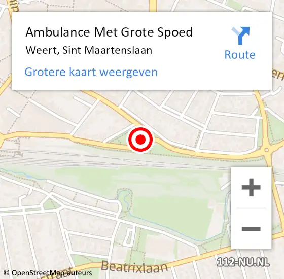 Locatie op kaart van de 112 melding: Ambulance Met Grote Spoed Naar Weert, Sint Maartenslaan op 27 maart 2023 18:58