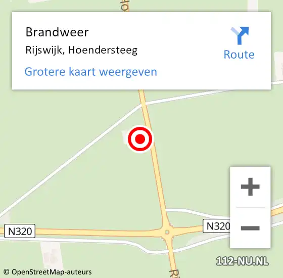 Locatie op kaart van de 112 melding: Brandweer Rijswijk, Hoendersteeg op 27 maart 2023 19:17