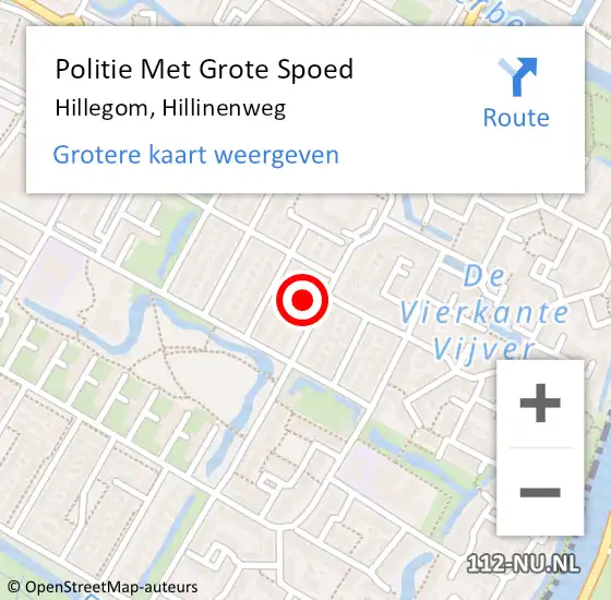 Locatie op kaart van de 112 melding: Politie Met Grote Spoed Naar Hillegom, Hillinenweg op 27 maart 2023 19:33