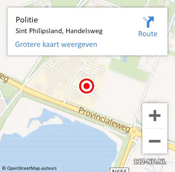 Locatie op kaart van de 112 melding: Politie Sint Philipsland, Handelsweg op 27 maart 2023 19:37