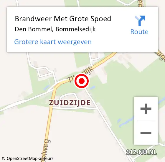 Locatie op kaart van de 112 melding: Brandweer Met Grote Spoed Naar Den Bommel, Bommelsedijk op 27 maart 2023 19:42