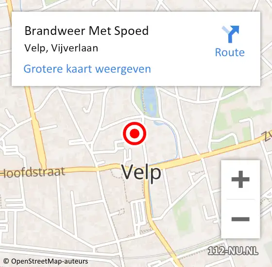 Locatie op kaart van de 112 melding: Brandweer Met Spoed Naar Velp, Vijverlaan op 27 maart 2023 19:54