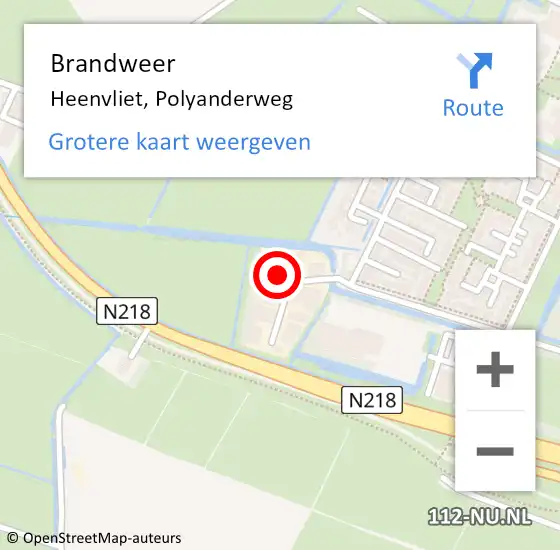 Locatie op kaart van de 112 melding: Brandweer Heenvliet, Polyanderweg op 27 maart 2023 20:00