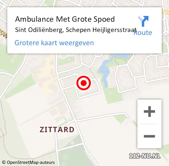 Locatie op kaart van de 112 melding: Ambulance Met Grote Spoed Naar Sint Odiliënberg, Schepen Heijligersstraat op 27 maart 2023 20:47