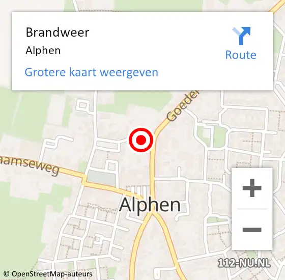 Locatie op kaart van de 112 melding: Brandweer Alphen op 27 maart 2023 20:56