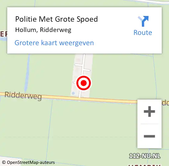 Locatie op kaart van de 112 melding: Politie Met Grote Spoed Naar Hollum, Ridderweg op 27 maart 2023 20:57