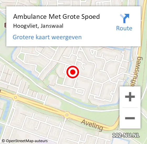 Locatie op kaart van de 112 melding: Ambulance Met Grote Spoed Naar Hoogvliet, Janswaal op 27 maart 2023 21:28