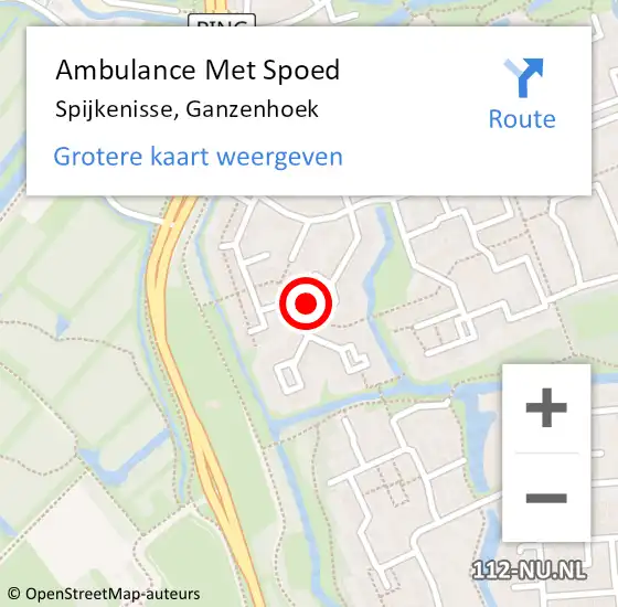 Locatie op kaart van de 112 melding: Ambulance Met Spoed Naar Spijkenisse, Ganzenhoek op 27 maart 2023 21:30