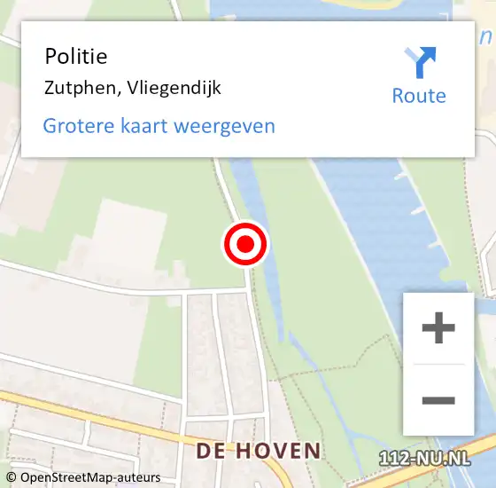 Locatie op kaart van de 112 melding: Politie Zutphen, Vliegendijk op 27 maart 2023 21:31