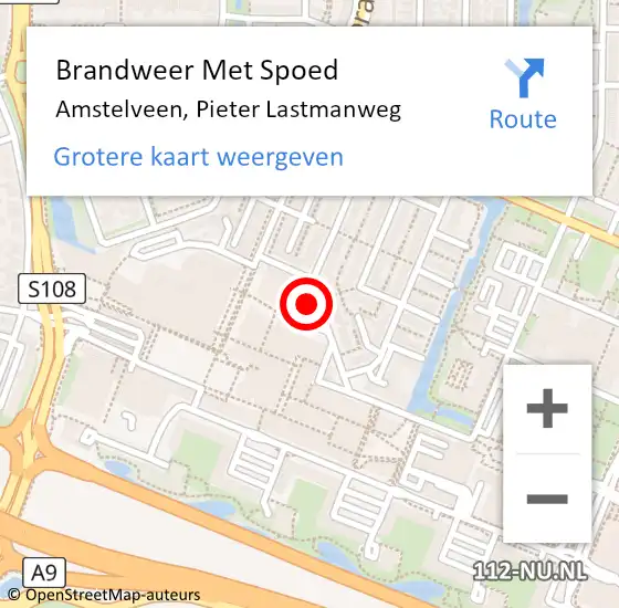 Locatie op kaart van de 112 melding: Brandweer Met Spoed Naar Amstelveen, Pieter Lastmanweg op 27 maart 2023 21:50