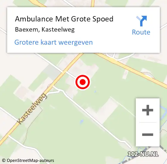 Locatie op kaart van de 112 melding: Ambulance Met Grote Spoed Naar Baexem, Kasteelweg op 20 augustus 2014 12:14