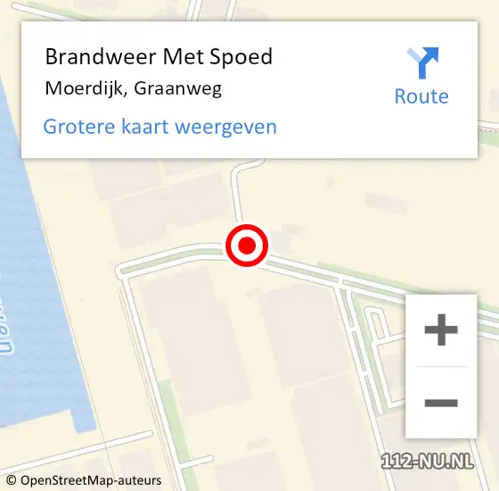 Locatie op kaart van de 112 melding: Brandweer Met Spoed Naar Moerdijk, Graanweg op 27 maart 2023 23:02